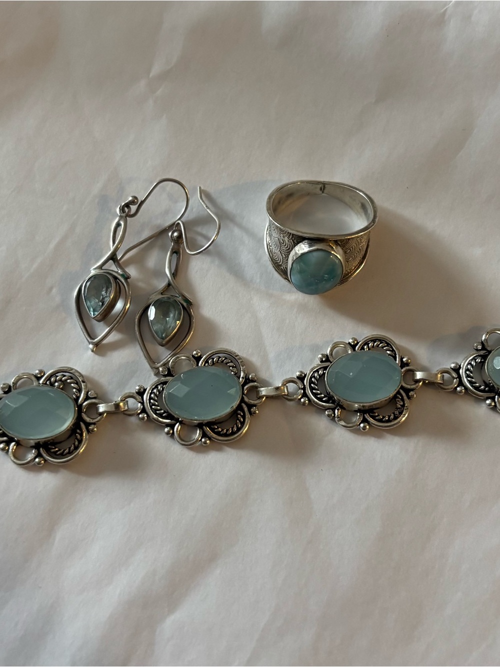 Blue-grey Silver (925)  jewelry set.